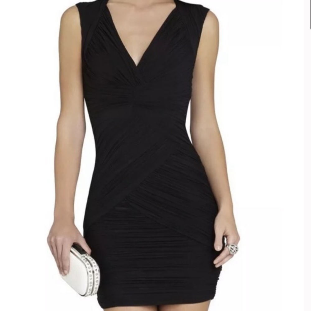 BCBGMaxAzria Ruched Cutout Back Dress
